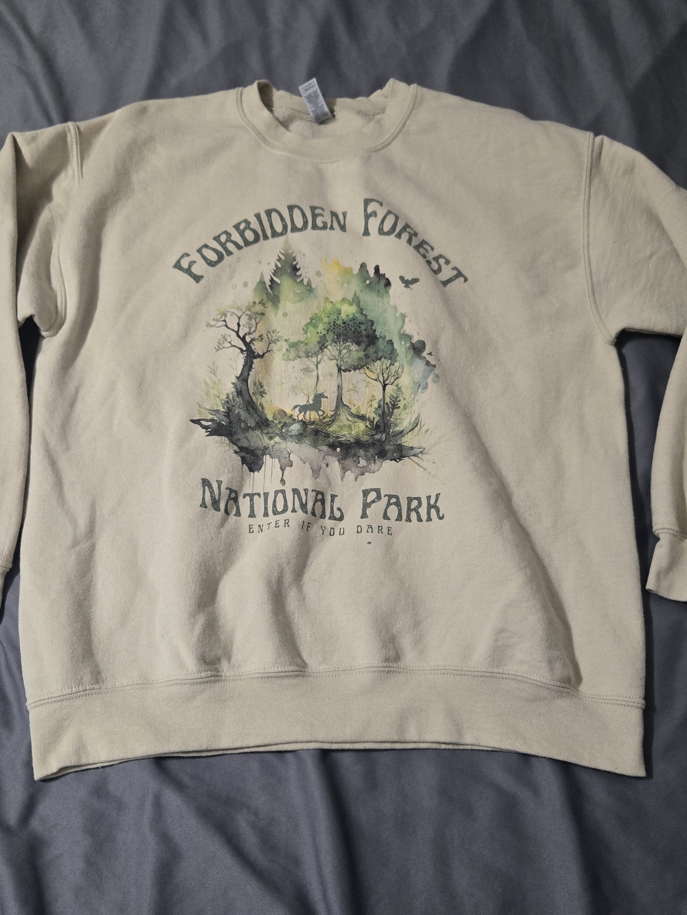 Foridden Forest National Park Sweatshirt Womens Large Harry Potter-Themed Beige